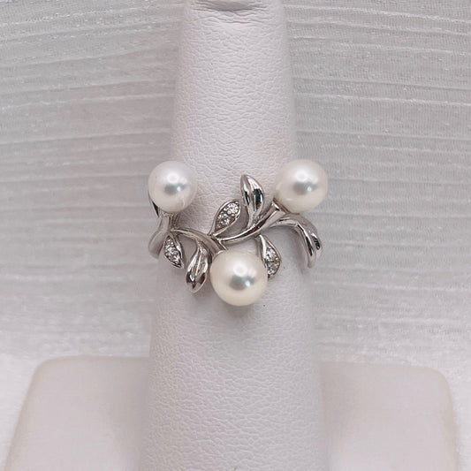 Natural Freshwater Triple Pearl Branch Ring