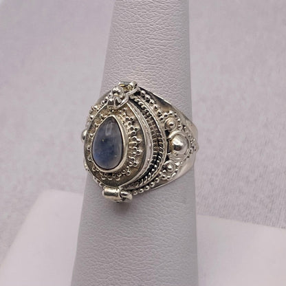 S925 Moonstone Sterling Silver Poison Ring
