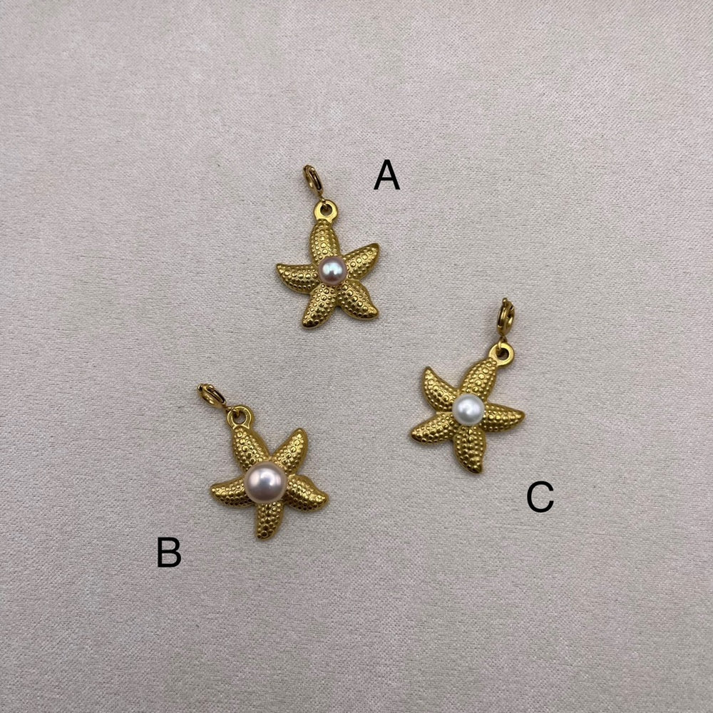 Gold Starfish and Freshwater Pearl Charms