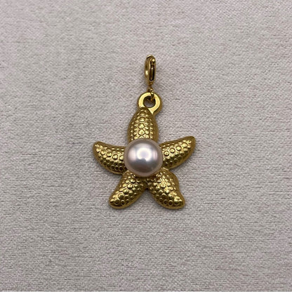 Gold Starfish and Freshwater Pearl Charms