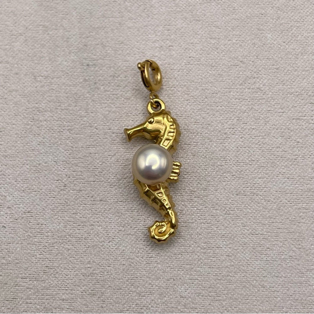 Gold Seahorse and Freshwater Pearl Charms