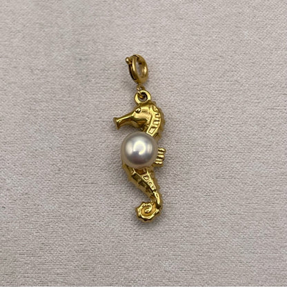 Gold Seahorse and Freshwater Pearl Charms