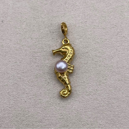 Gold Seahorse and Freshwater Pearl Charms