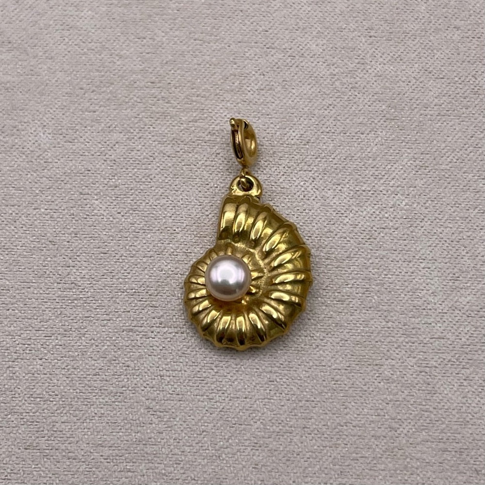 Gold Seashell and Freshwater Pearl Charms