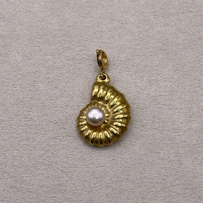 Gold Seashell and Freshwater Pearl Charms