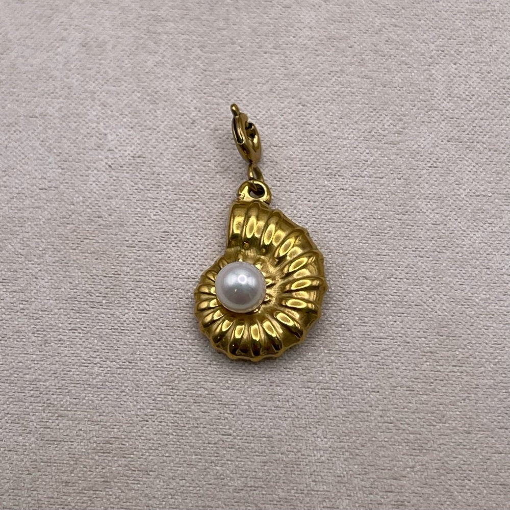 Gold Seashell and Freshwater Pearl Charms
