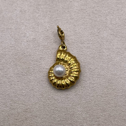 Gold Seashell and Freshwater Pearl Charms