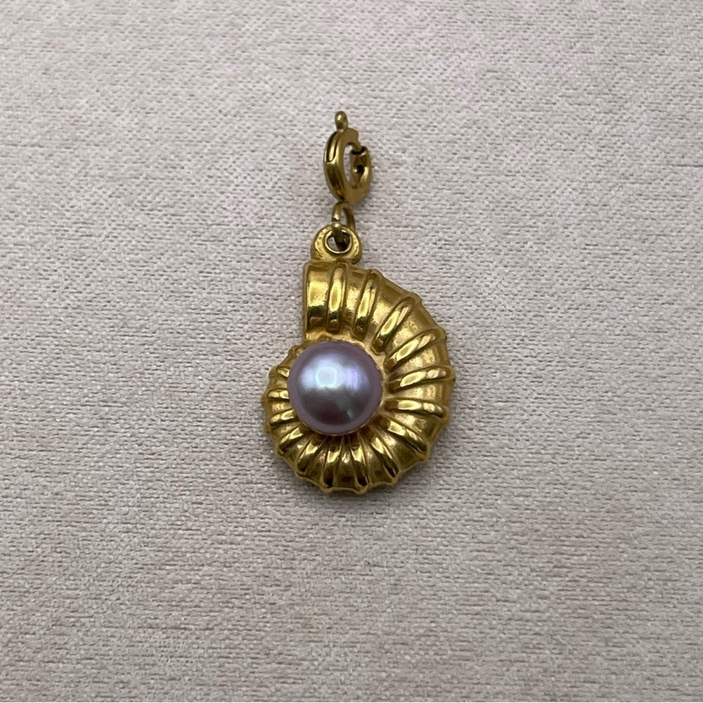 Freshwater Pearl Seashell Charm With Clasp