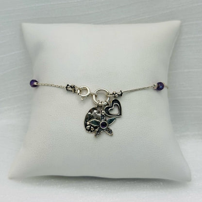Amethyst & Rose Quartz S925 Charm Bracelet