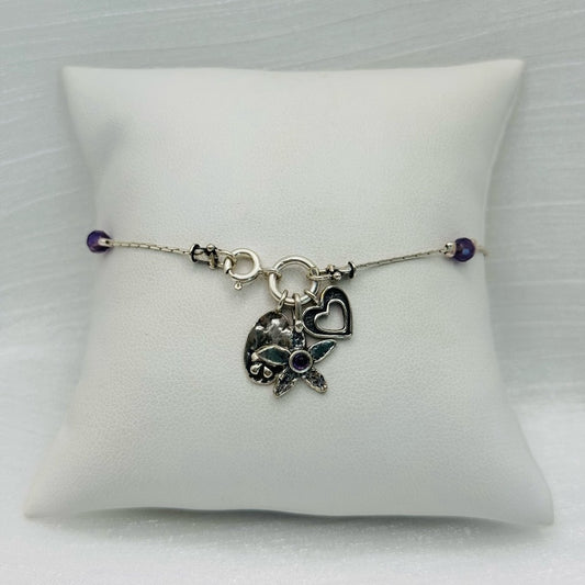 Amethyst & Rose Quartz S925 Charm Bracelet