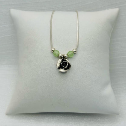 Prehnite S925 Handmade Rose Necklace