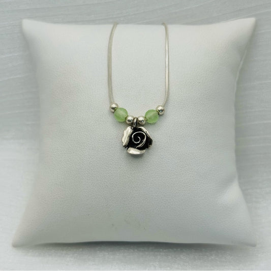 Prehnite S925 Handmade Rose Necklace
