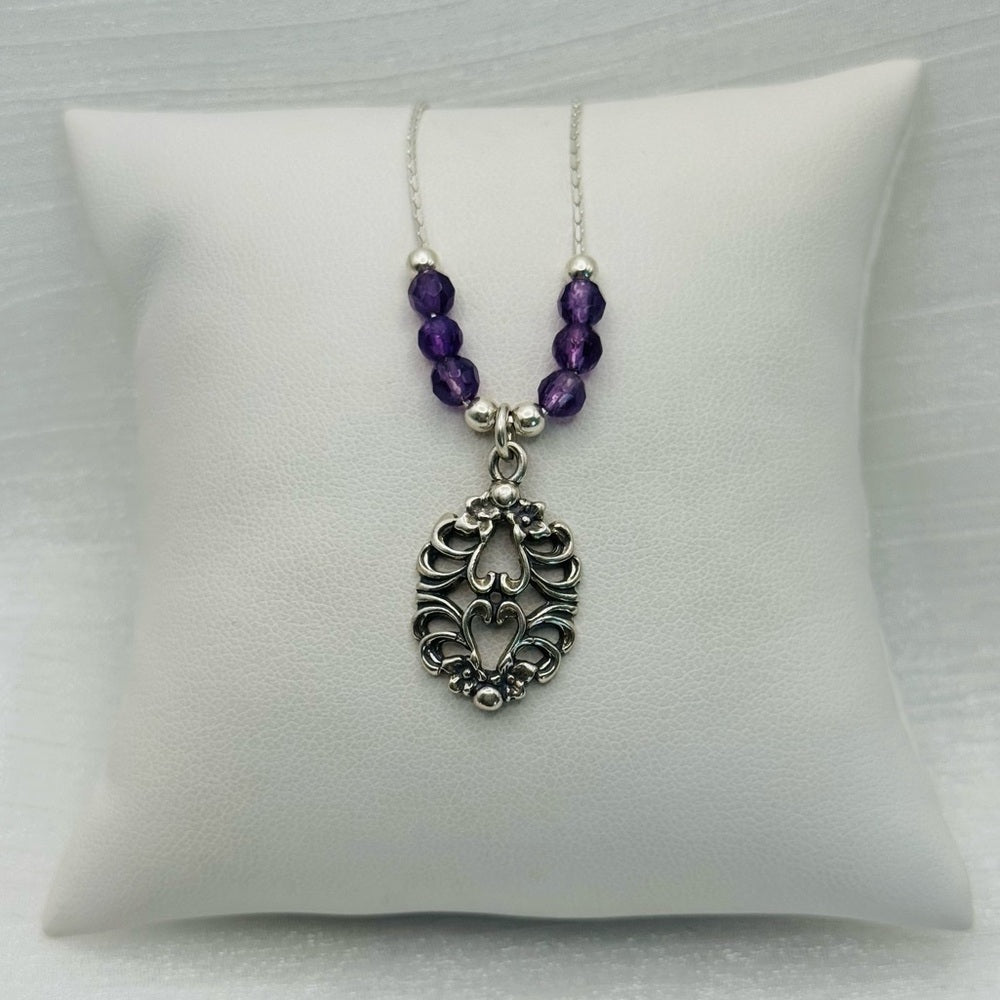 Amethyst S925 Handmade Floral Necklace