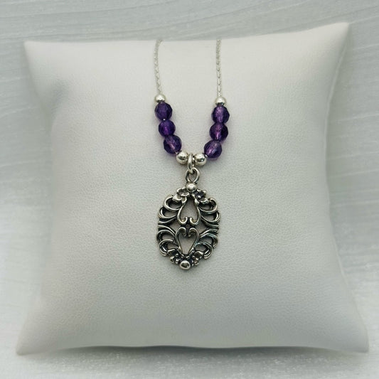 Amethyst S925 Handmade Floral Necklace