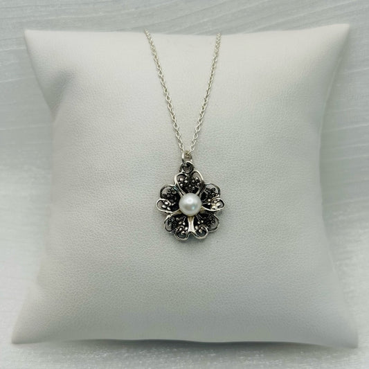 Freshwater Pearl S925 Handmade Flower Necklace