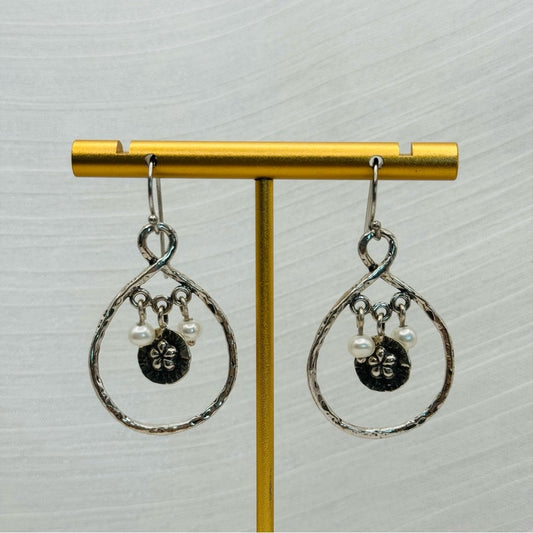 Freshwater Pearl S925 Flower Dangle Earrings