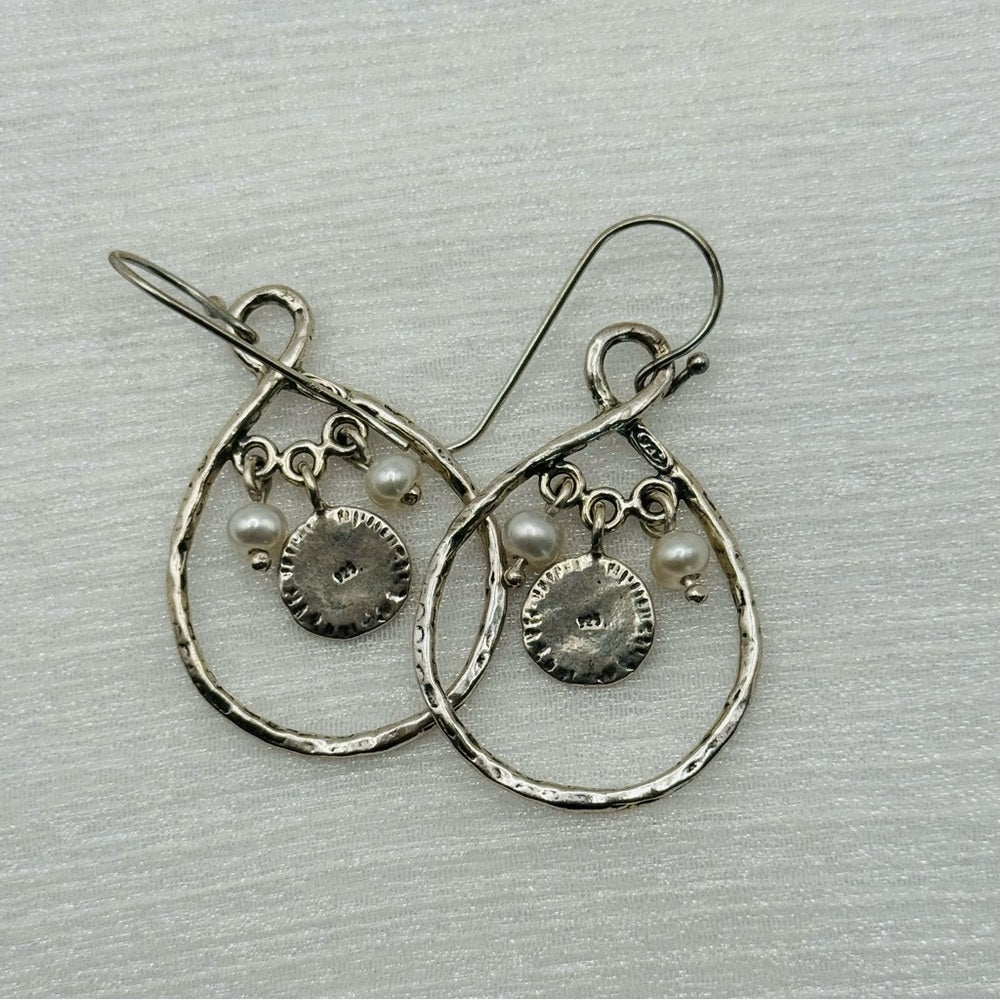 Freshwater Pearl S925 Flower Dangle Earrings