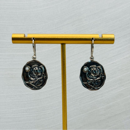 Freshwater Pearl S925 Rose Earrings