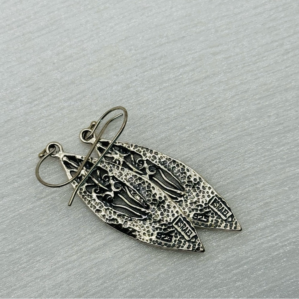 S925 Handmade Hammered Leaf Earrings