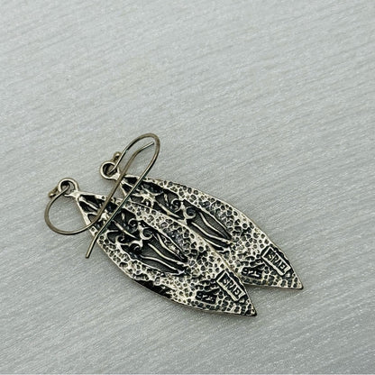 S925 Handmade Hammered Leaf Earrings