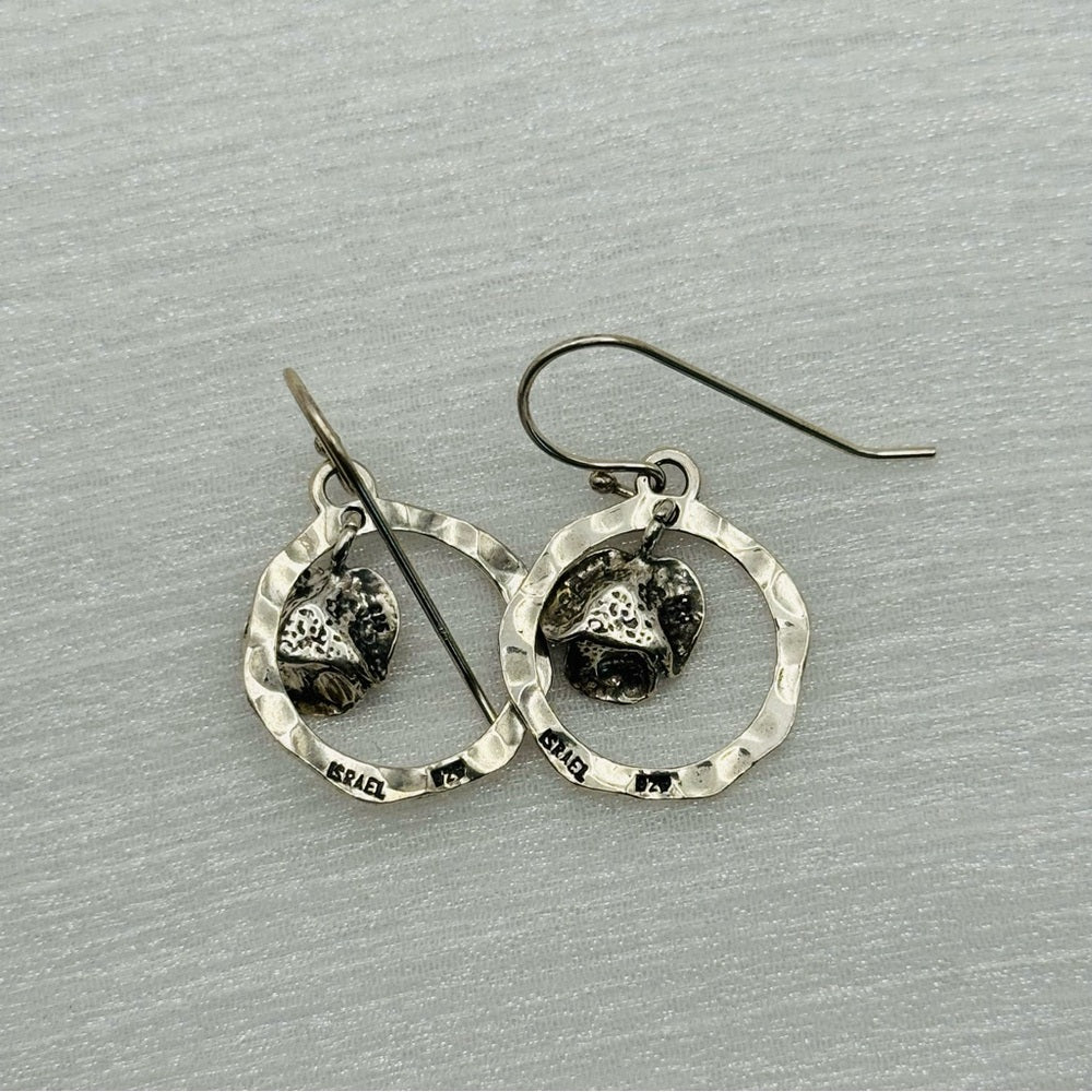S925 Handmade Hoop and Rose Earrings