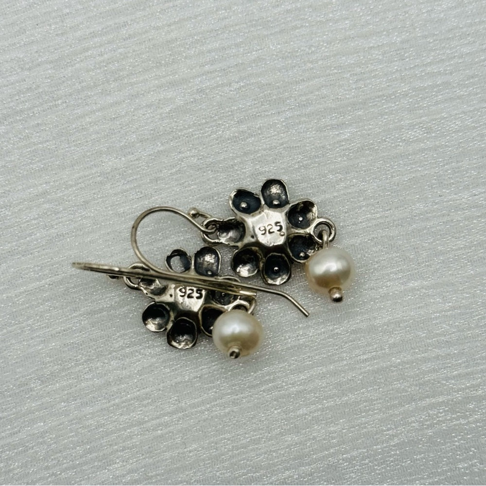 Freshwater Pearl S925 Flower Earrings