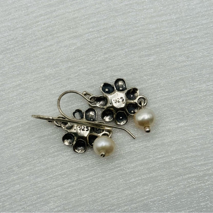 Freshwater Pearl S925 Flower Earrings