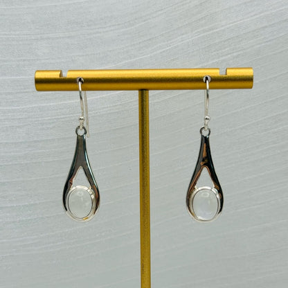 Rainbow Moonstone S925 Long Teardrop Earrings