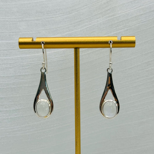 Rainbow Moonstone S925 Long Teardrop Earrings