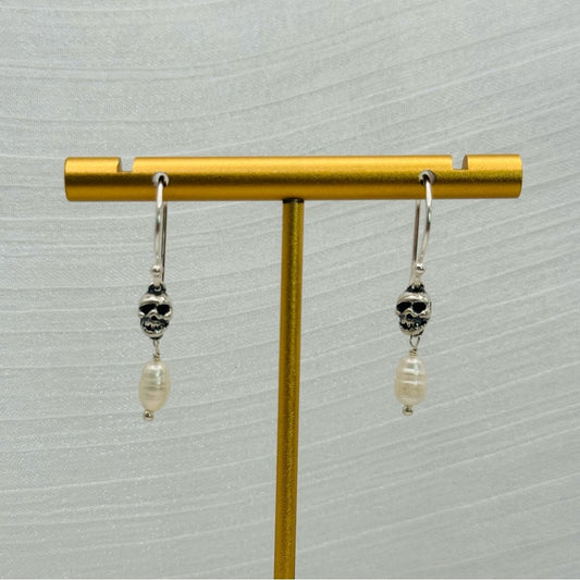 Freshwater Pearl S925 Skull Earrings