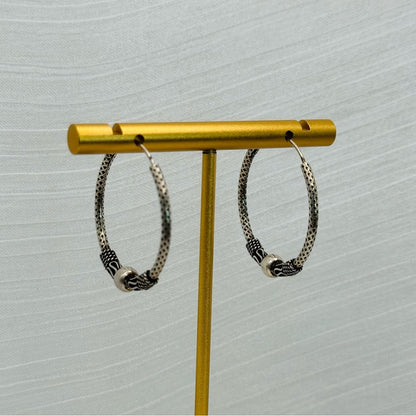 S925 Textured Ball Hoop Earrings