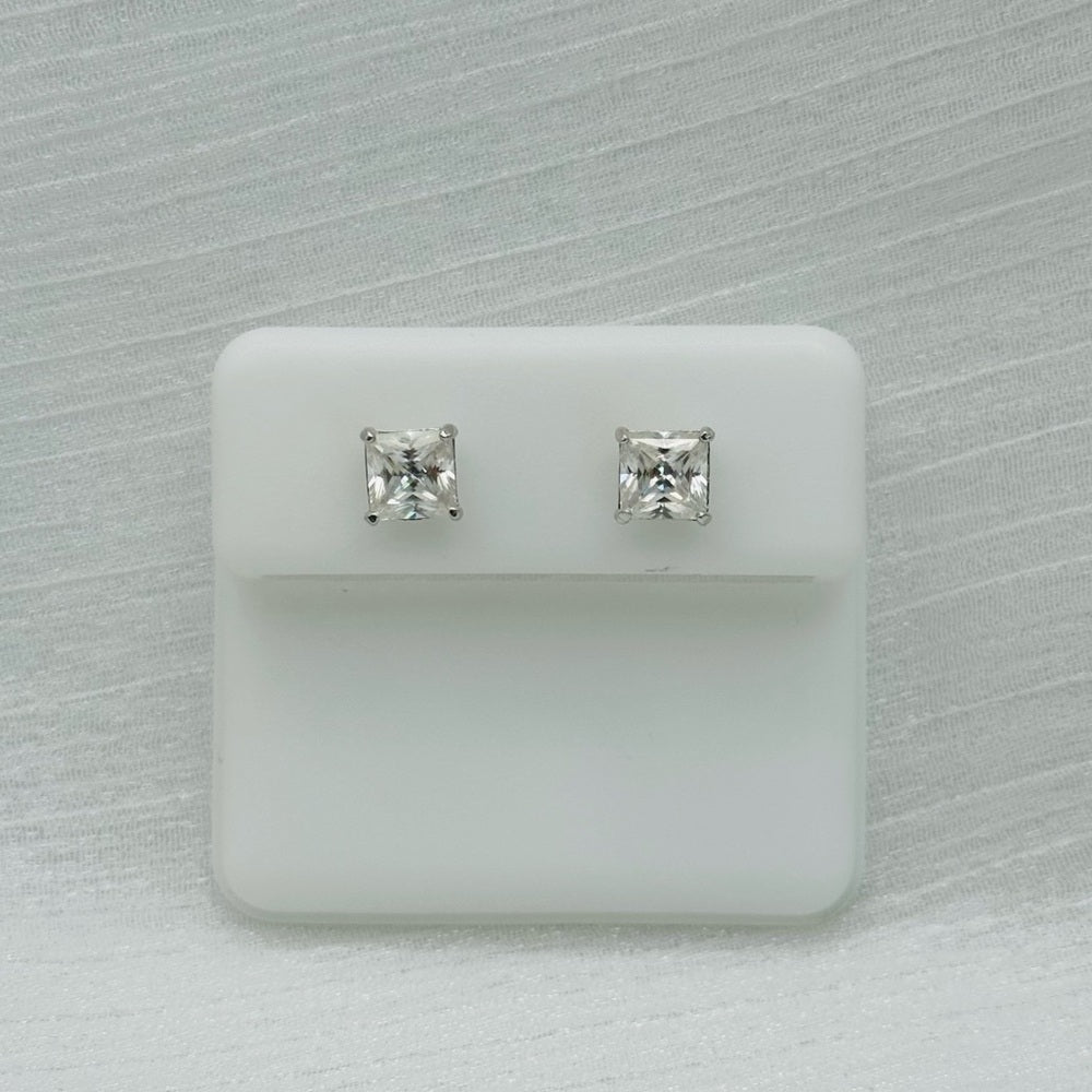 2.3 CT Total Moissanite Princess Cut Earrings