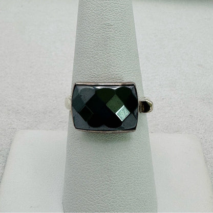 Hematite Faceted Rectangle Adjustable Handmade Ring