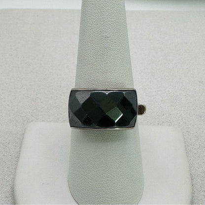 Hematite Faceted Rectangle Adjustable Handmade Ring