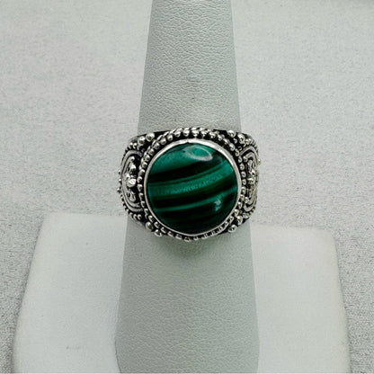 Malachite Adjustable Ring s925