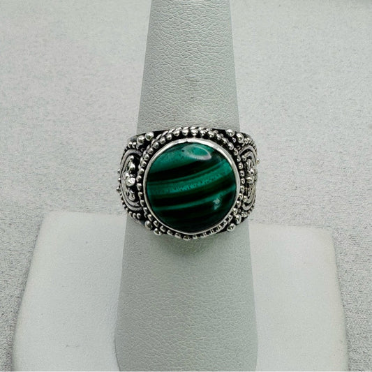 Malachite Adjustable Ring s925