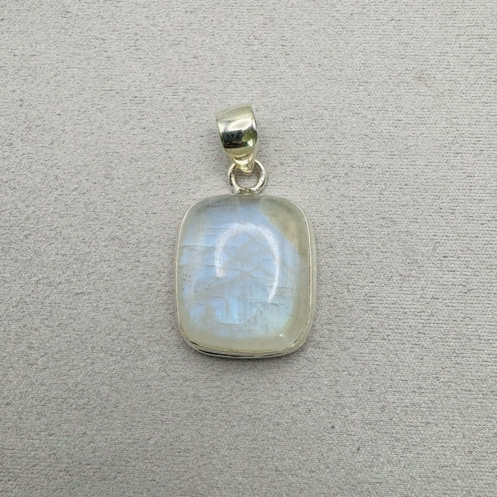 Rainbow Moonstone S925 Rounded Rectangle Pendant