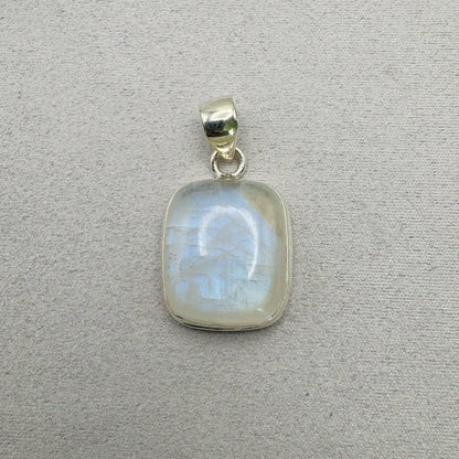 Rainbow Moonstone S925 Rounded Rectangle Pendant
