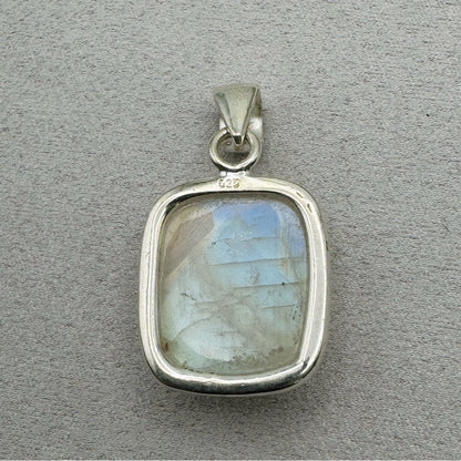 Rainbow Moonstone S925 Rounded Rectangle Pendant