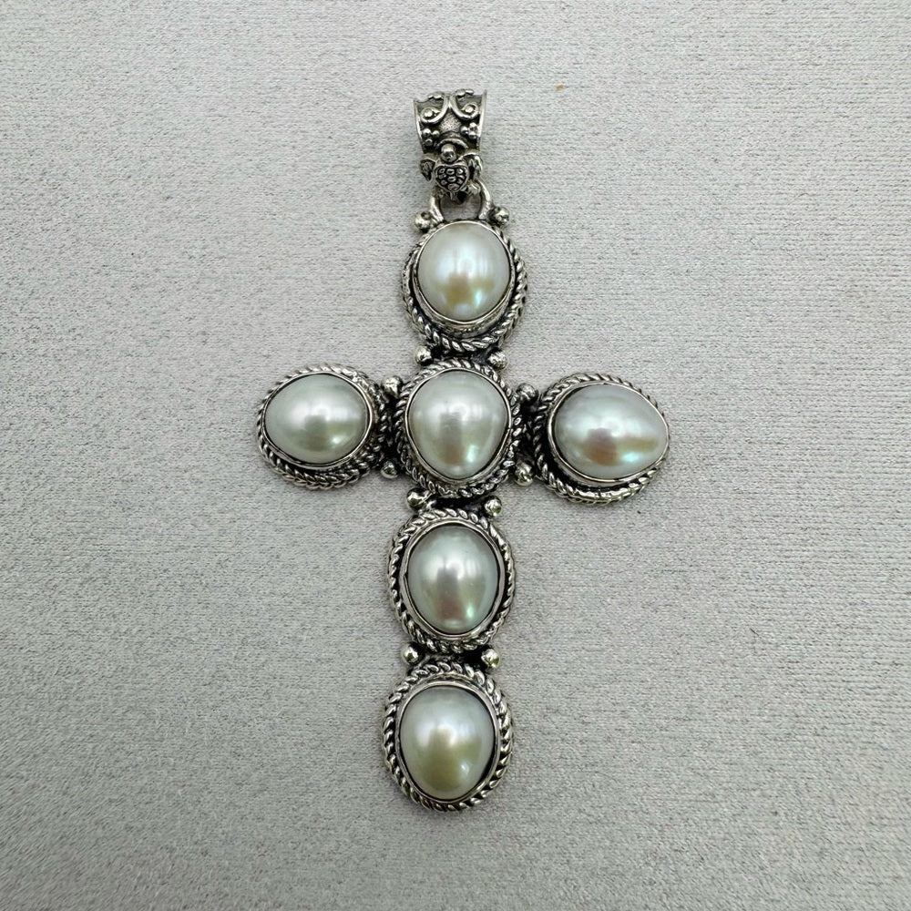 Freshwater Pearl S935 Cross Handmade Pendant