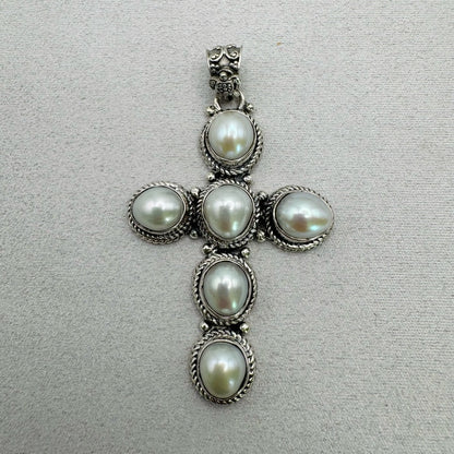 Freshwater Pearl S935 Cross Handmade Pendant