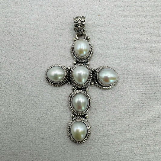 Freshwater Pearl S935 Cross Handmade Pendant