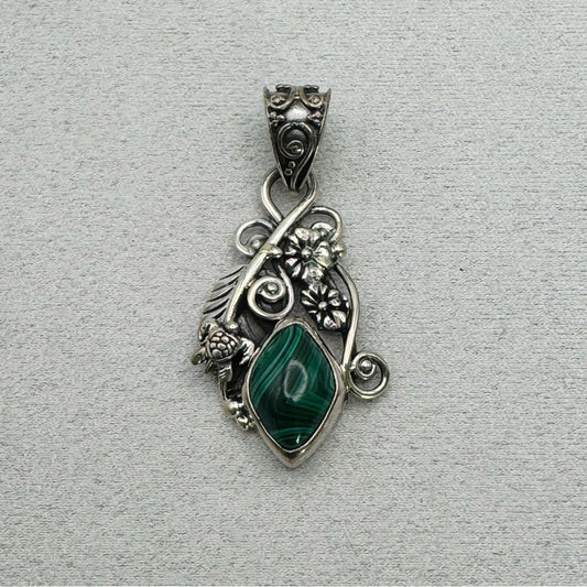 Malachite S925 Floral Pendant