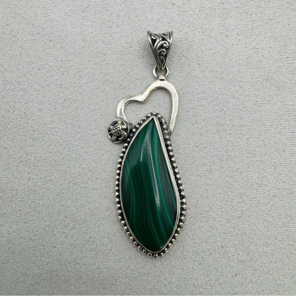Malachite S925 Heart Pendant