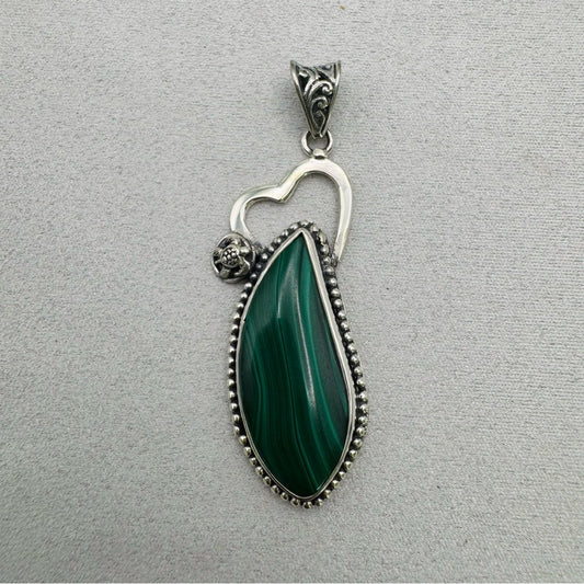 Malachite S925 Heart Pendant