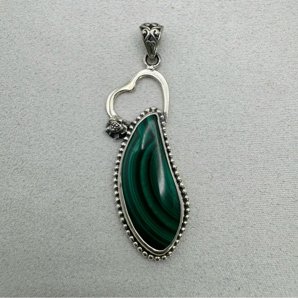 Malachite S925 Heart Pendant