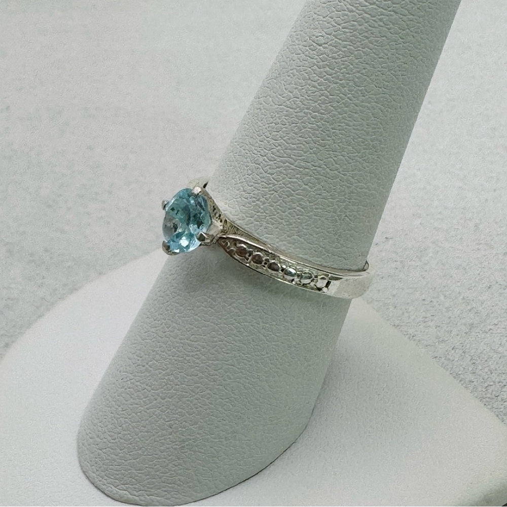 Swiss Blue Topaz Solitaire Ring