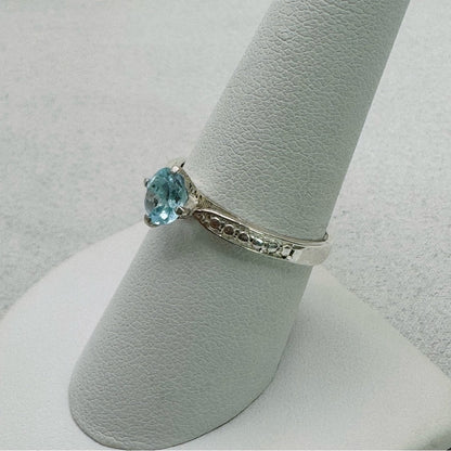 Swiss Blue Topaz Solitaire Ring