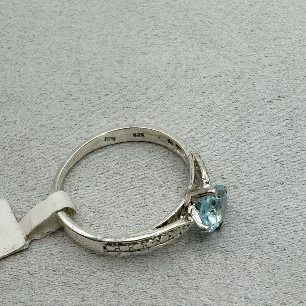Swiss Blue Topaz Solitaire Ring