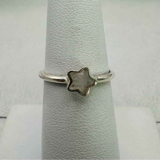 Rainbow Moonstone Star Sterling Silver Ring